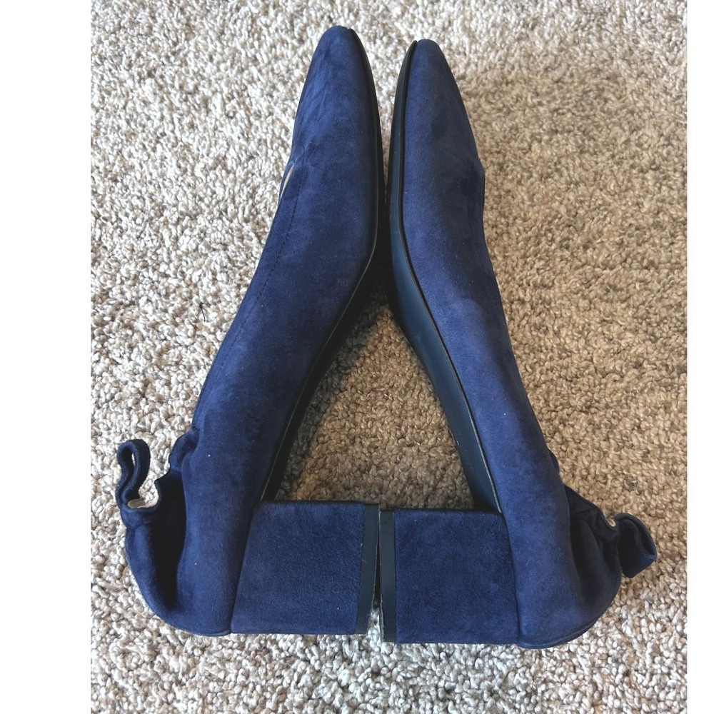Everlane Day Heel Navy Blue Suede Block Heel Pumps Made in Italy SZ 9.5 - Picture 3 of 8